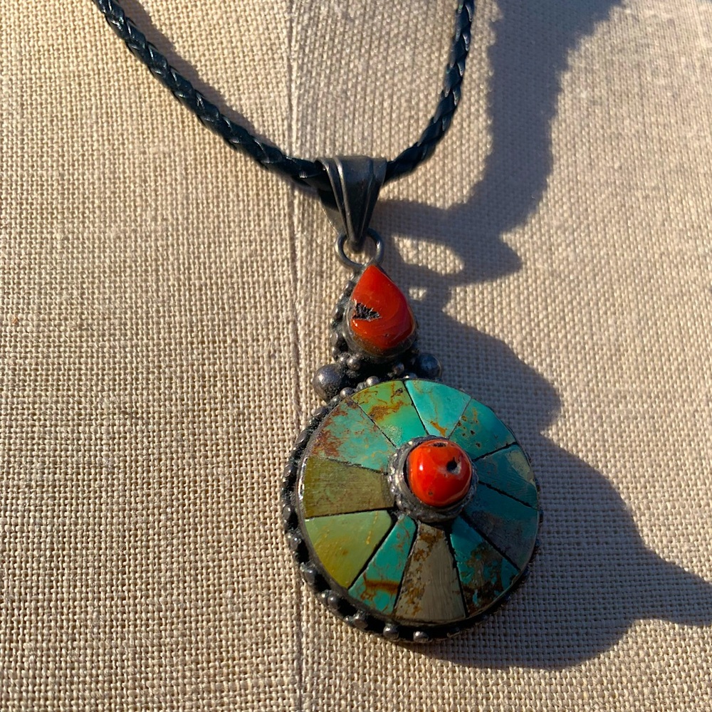 Handmade Turquoise and Sterling Silver UFO necklace